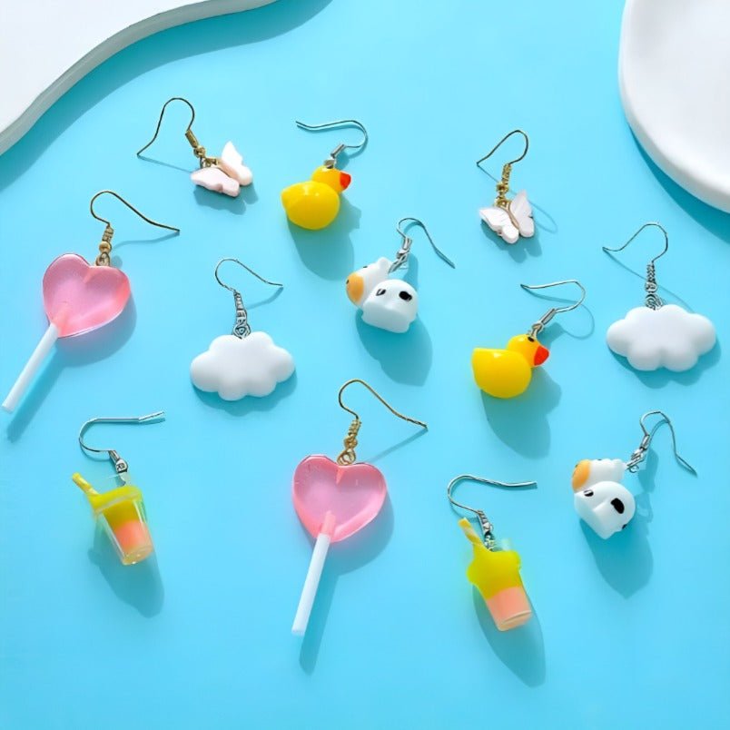 Huitich Cute Dangle Earrings Set Fun Animal & Candy Designs - Mumzar