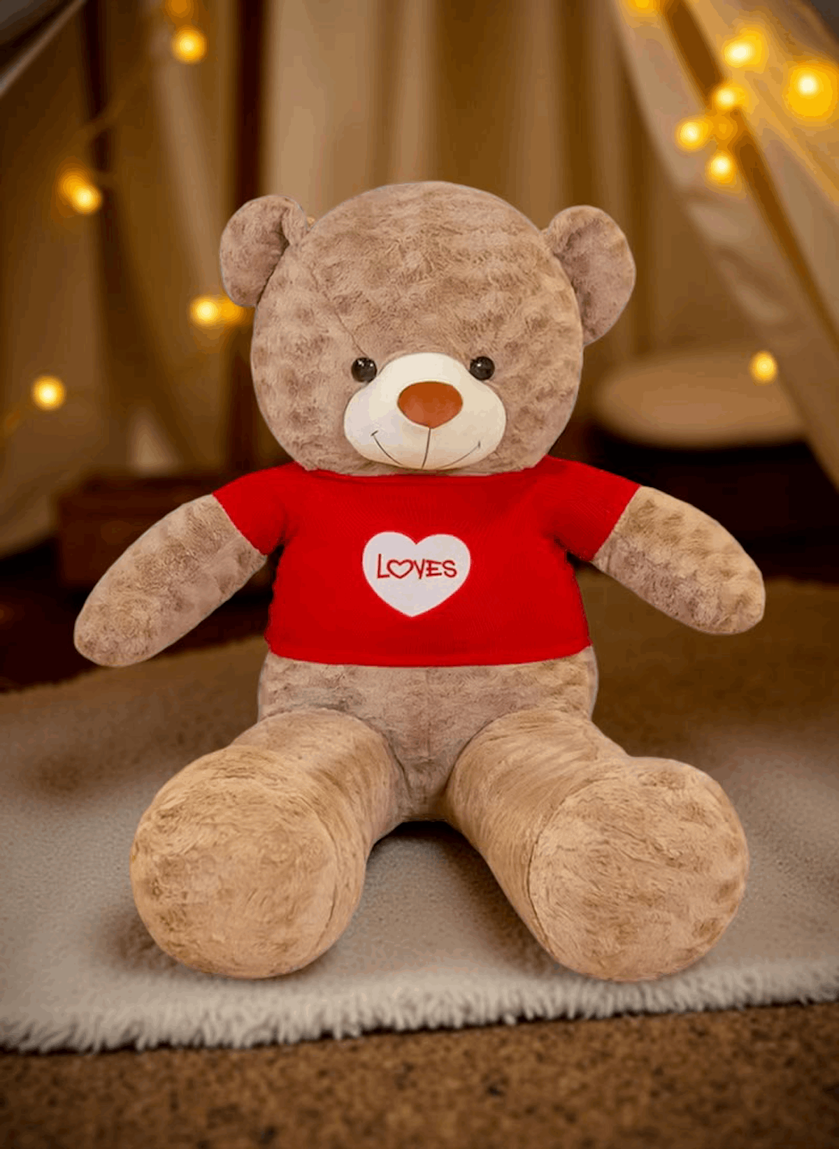 Huitich Dark Brown Teddy Bear with Heart Sweater Plush - Mumzar