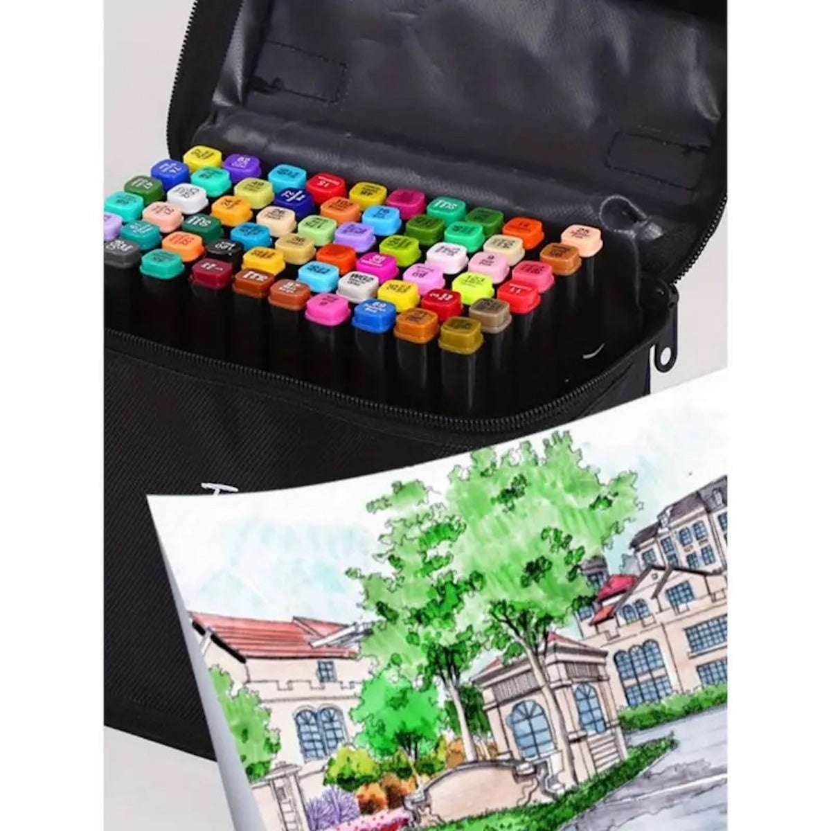 Huitich Dual Tip Marker Set 60 Colors with Carry Case - Mumzar