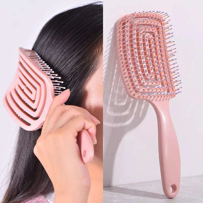 Huitich Elastic Massage Hair Brush Comb Soft Pink - Mumzar