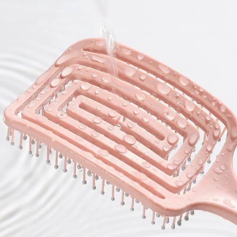 Huitich Elastic Massage Hair Brush Comb Soft Pink - Mumzar