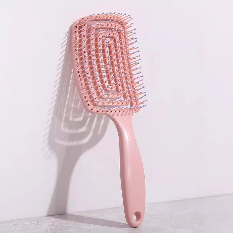 Huitich Elastic Massage Hair Brush Comb Soft Pink - Mumzar