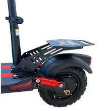 Electric scooter rear wheel and fender with black tire and red side panel