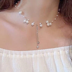 Huitich Elegant Faux Pearl Crystal Necklace for Women - Mumzar