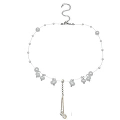 Huitich Elegant Faux Pearl Crystal Necklace for Women - Mumzar