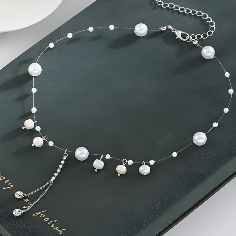 Huitich Elegant Faux Pearl Crystal Necklace for Women - Mumzar