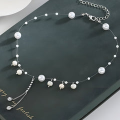 Huitich Elegant Faux Pearl Crystal Necklace for Women - Mumzar
