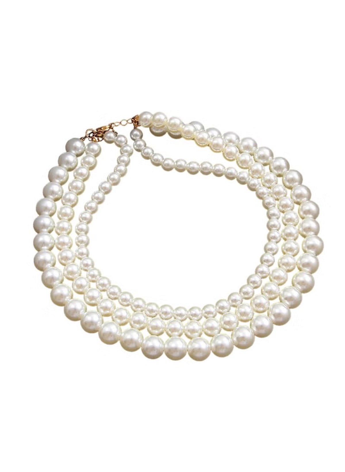 Huitich Elegant Triple Strand Pearl Necklace for Women - Mumzar