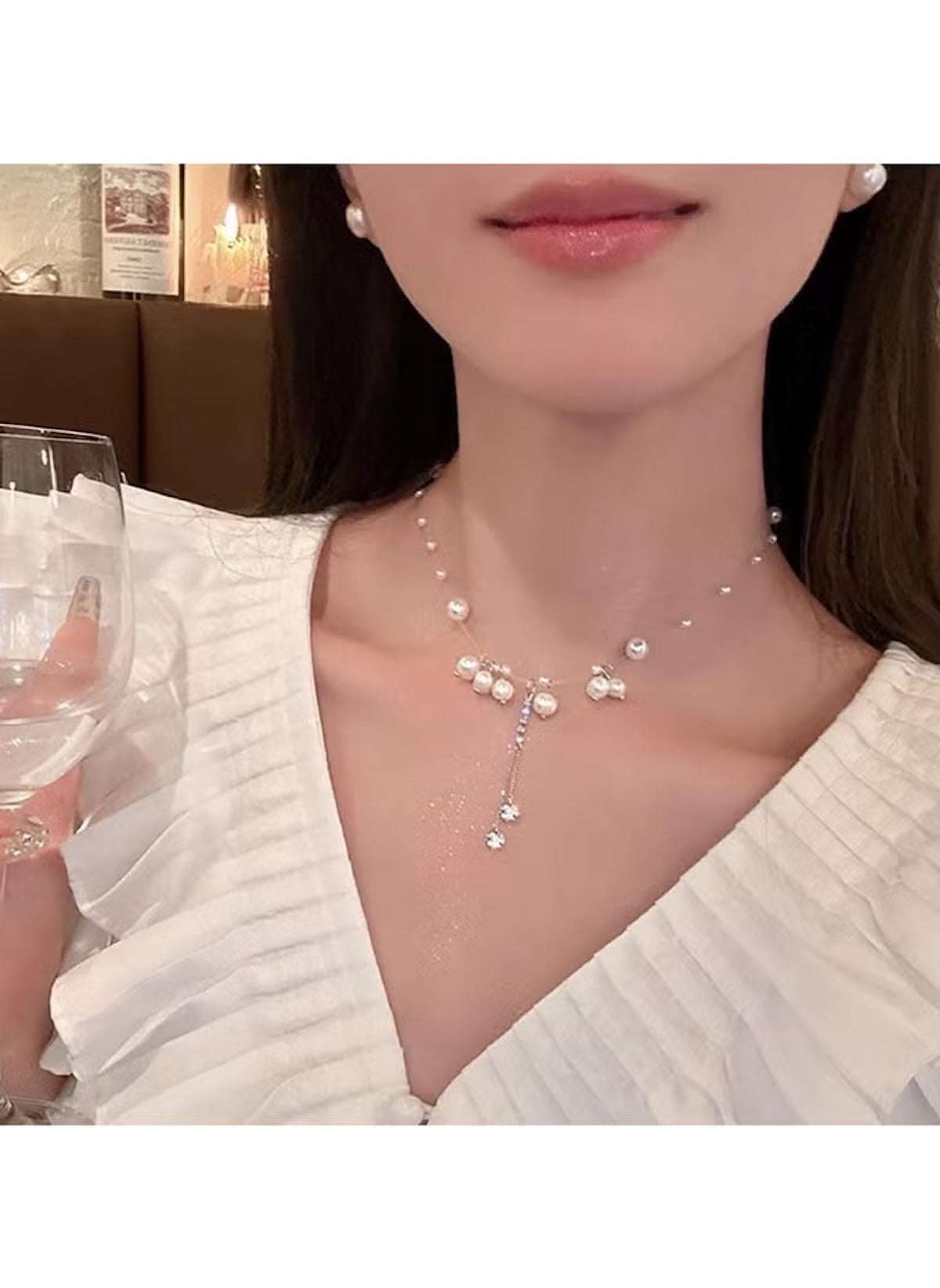 Huitich Elegant White Pendant Necklace with Pearls - Mumzar