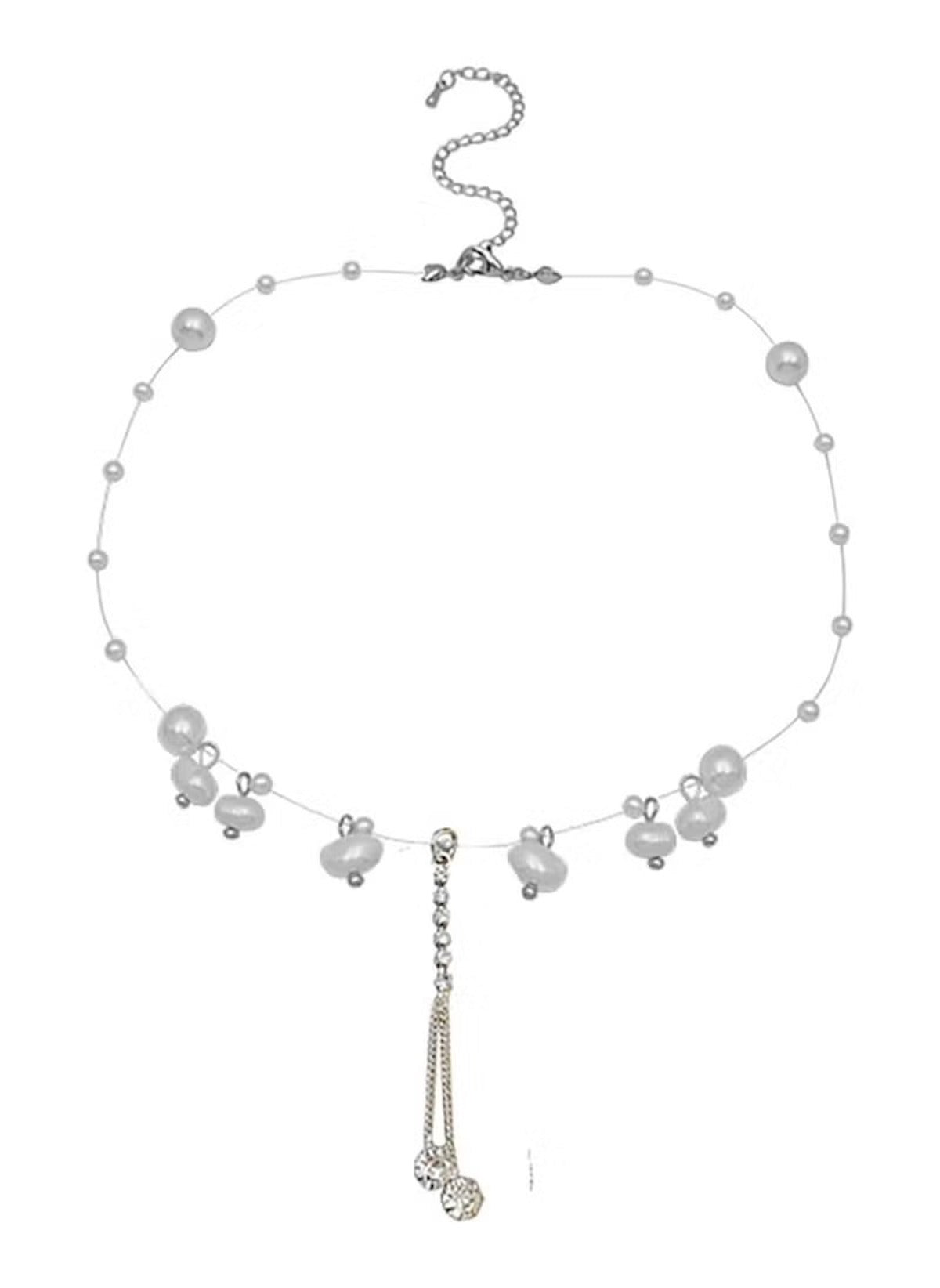 Huitich Elegant White Pendant Necklace with Pearls - Mumzar