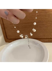Huitich Elegant White Pendant Necklace with Pearls - Mumzar