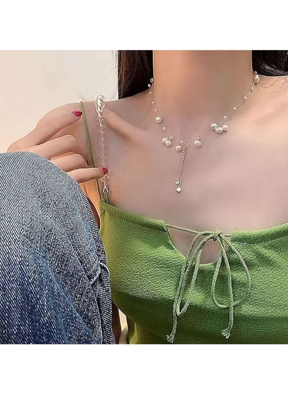 Huitich Elegant White Pendant Necklace with Pearls - Mumzar