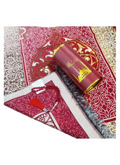 Huitich Embroidered Red Prayer Mat Set with Decorative Tassels - Mumzar