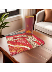 Huitich Embroidered Red Prayer Mat Set with Decorative Tassels - Mumzar