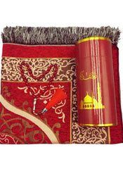 Huitich Embroidered Red Prayer Mat Set with Decorative Tassels - Mumzar