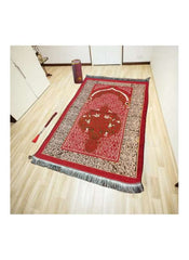 Huitich Embroidered Red Prayer Mat Set with Decorative Tassels - Mumzar