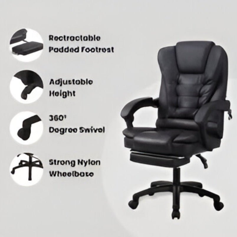 Huitich Ergonomic Leather Chair for Home with Footrest - Mumzar