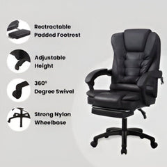 Huitich Ergonomic Leather Chair for Home with Footrest - Mumzar