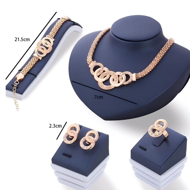 Huitich Four Piece Gold Jewelry Set with Pendant - Mumzar