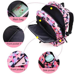 Huitich Girls Trolley School Bag Pink with Adjustable Straps - Mumzar