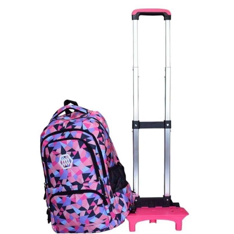 Huitich Girls Trolley School Bag Pink with Adjustable Straps - Mumzar