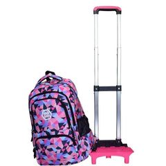 Huitich Girls Trolley School Bag Pink with Adjustable Straps - Mumzar