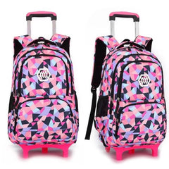 Huitich Girls Trolley School Bag Pink with Adjustable Straps - Mumzar