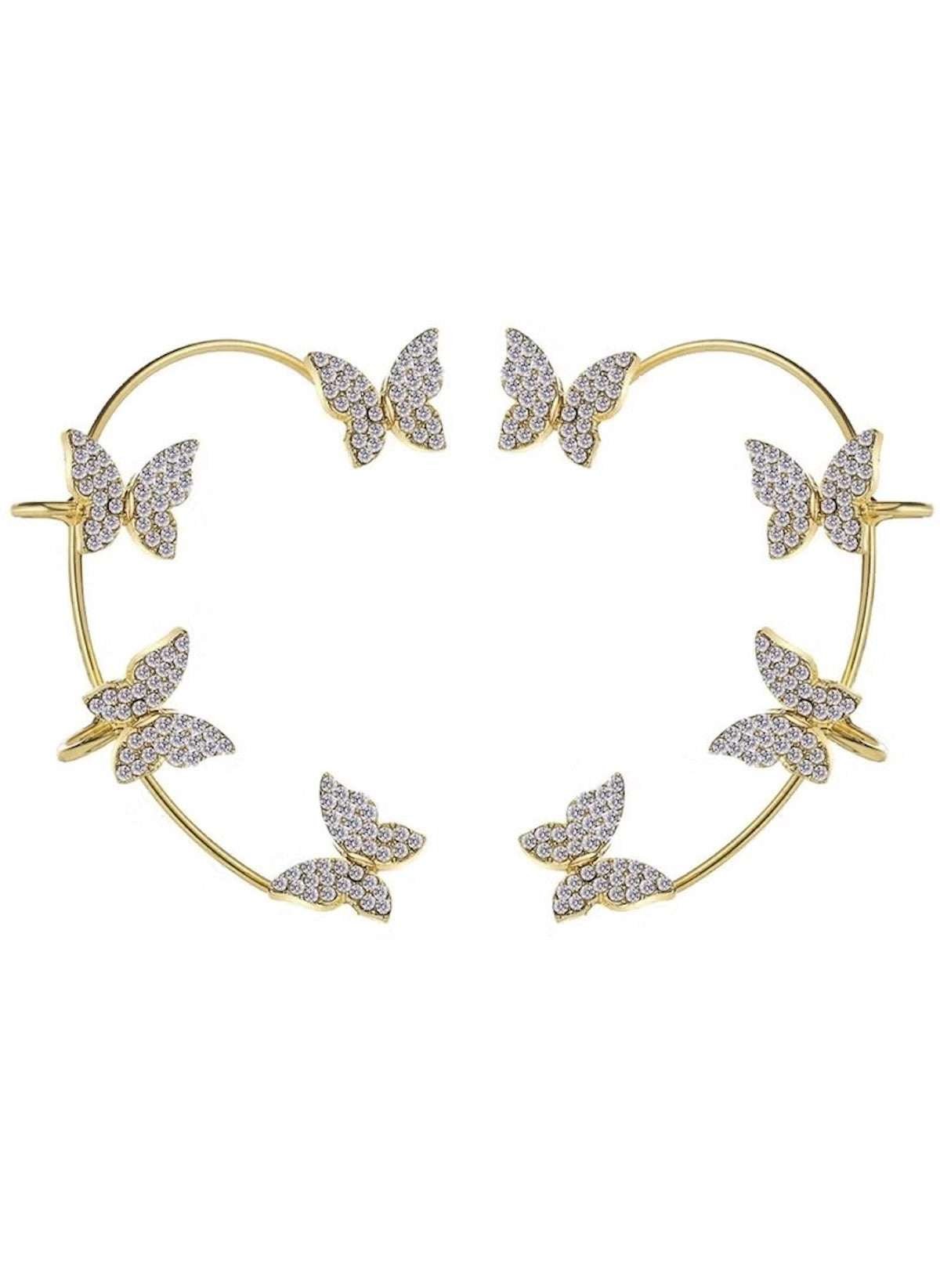 Huitich Gold Butterfly Earrings for Women with Crystals - Mumzar