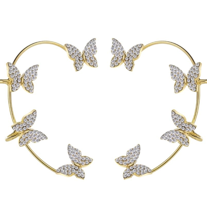 Huitich Gold Butterfly Earrings with Crystal Accents - Mumzar