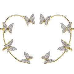 Huitich Gold Butterfly Earrings with Crystal Accents - Mumzar