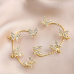 Huitich Gold Butterfly Earrings with Crystal Accents - Mumzar