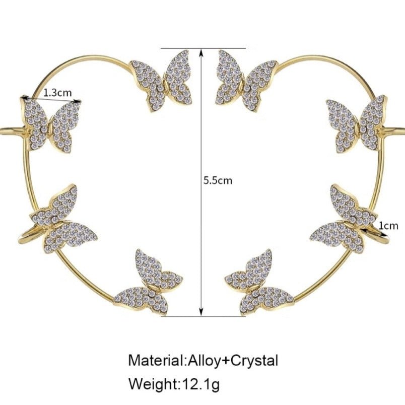Huitich Gold Butterfly Earrings with Crystal Accents - Mumzar