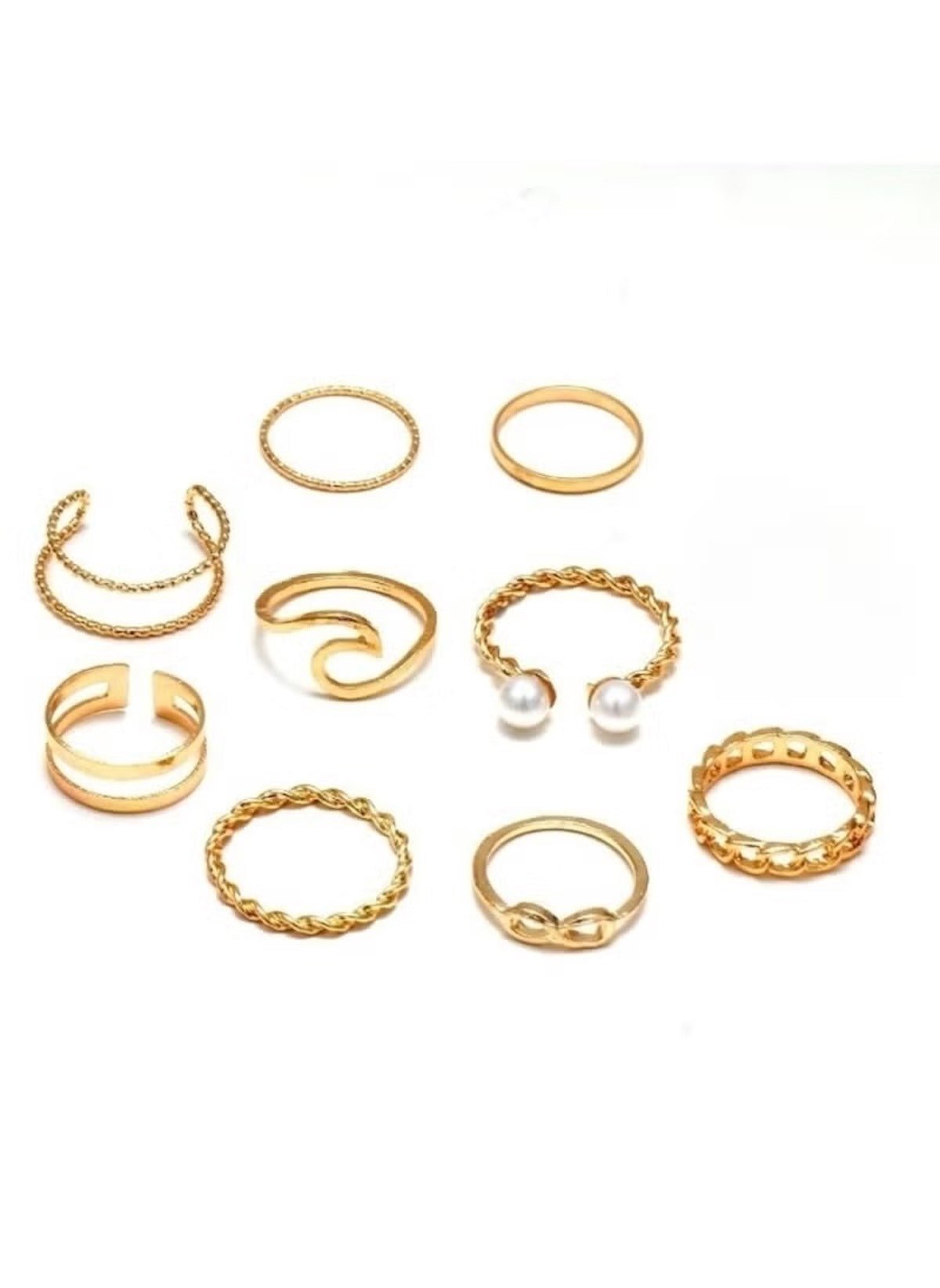 Huitich Gold Fashion Rings Set 9 Pcs Stylish Jewelry - Mumzar