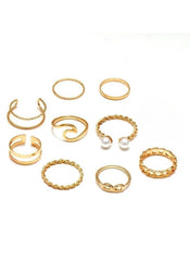 Huitich Gold Fashion Rings Set 9 Pcs Stylish Jewelry - Mumzar