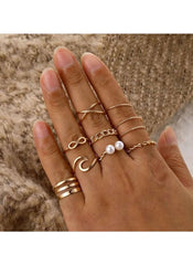 Huitich Gold Fashion Rings Set 9 Pcs Stylish Jewelry - Mumzar