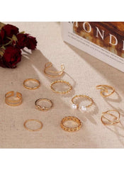 Huitich Gold Fashion Rings Set 9 Pcs Stylish Jewelry - Mumzar