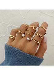 Huitich Gold Fashion Rings Set 9 Pcs Stylish Jewelry - Mumzar