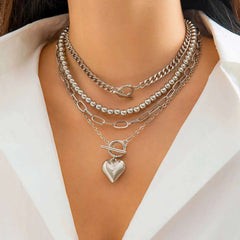 Huitich Gold Heart Pendant Necklace Set - Mumzar