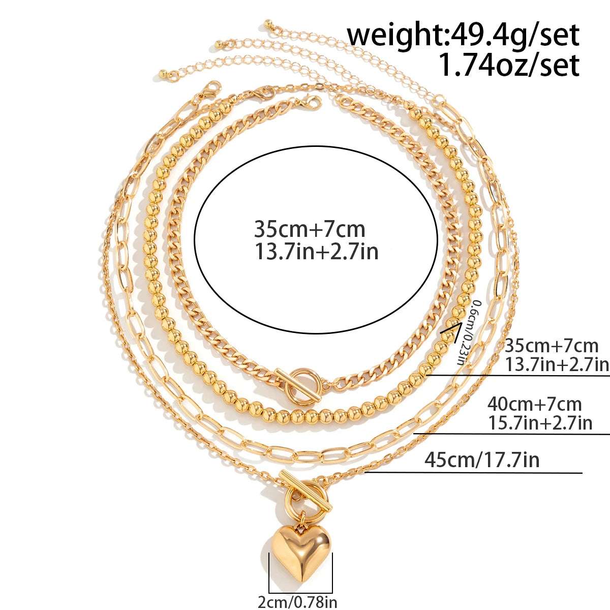 Huitich Gold Heart Pendant Necklace Set - Mumzar