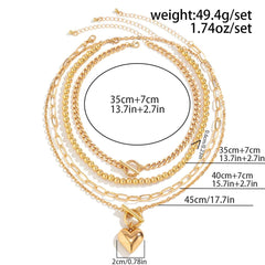 Huitich Gold Heart Pendant Necklace Set - Mumzar