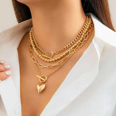 Huitich Gold Heart Pendant Necklace Set - Mumzar