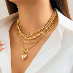 Huitich Gold Heart Pendant Necklace Set - Mumzar