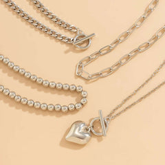Huitich Gold Heart Pendant Necklace Set - Mumzar