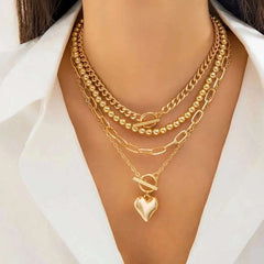 Huitich Gold Heart Pendant Necklace Set - Mumzar