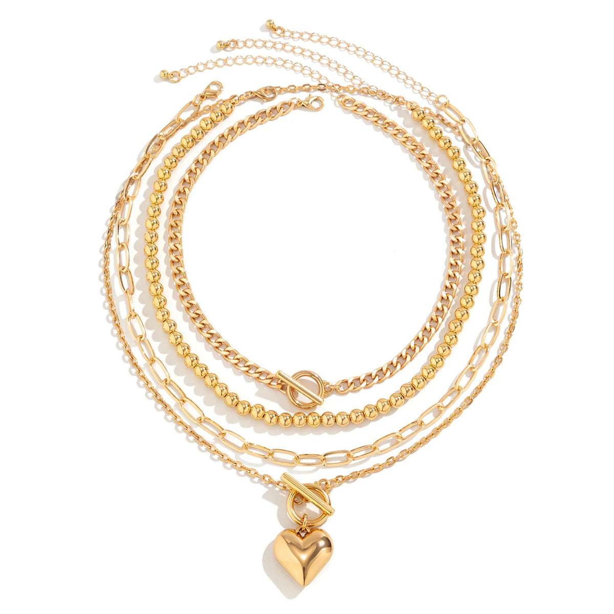 Huitich Gold Heart Pendant Necklace Set - Mumzar