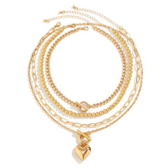 Huitich Gold Heart Pendant Necklace Set - Mumzar