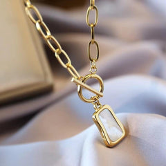 Huitich Gold Pearl Oyster Pendant Necklace with OT Buckle - Mumzar