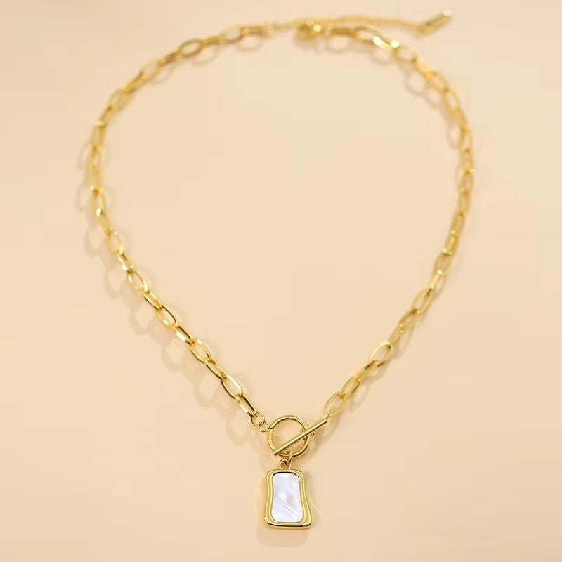 Huitich Gold Pearl Oyster Pendant Necklace with OT Buckle - Mumzar