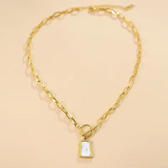 Huitich Gold Pearl Oyster Pendant Necklace with OT Buckle - Mumzar