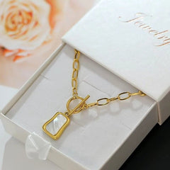 Huitich Gold Pearl Oyster Pendant Necklace with OT Buckle - Mumzar
